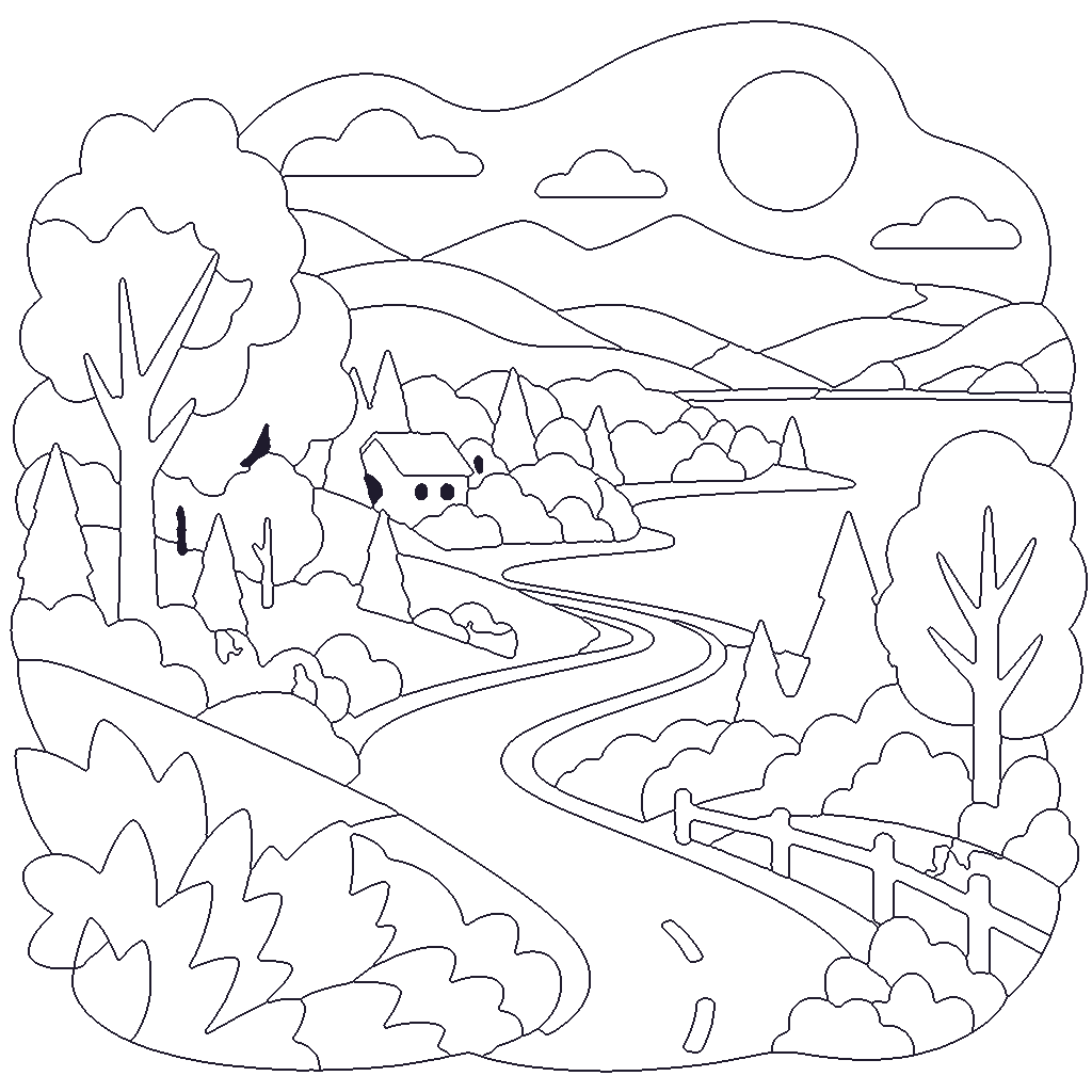 Autumn Landscape outline