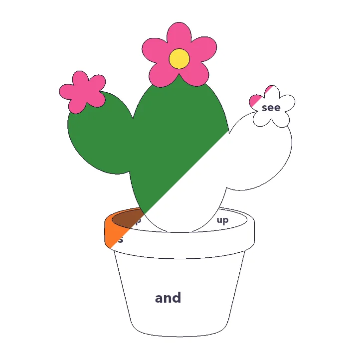 Cactus in Bloom sight words color by number page, half colored to show the finished picture