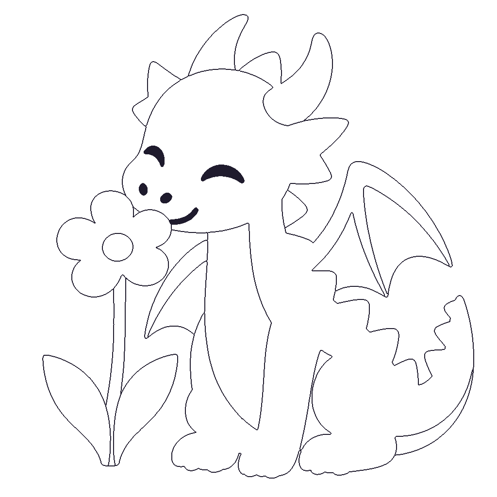Dragon and Flowers outline