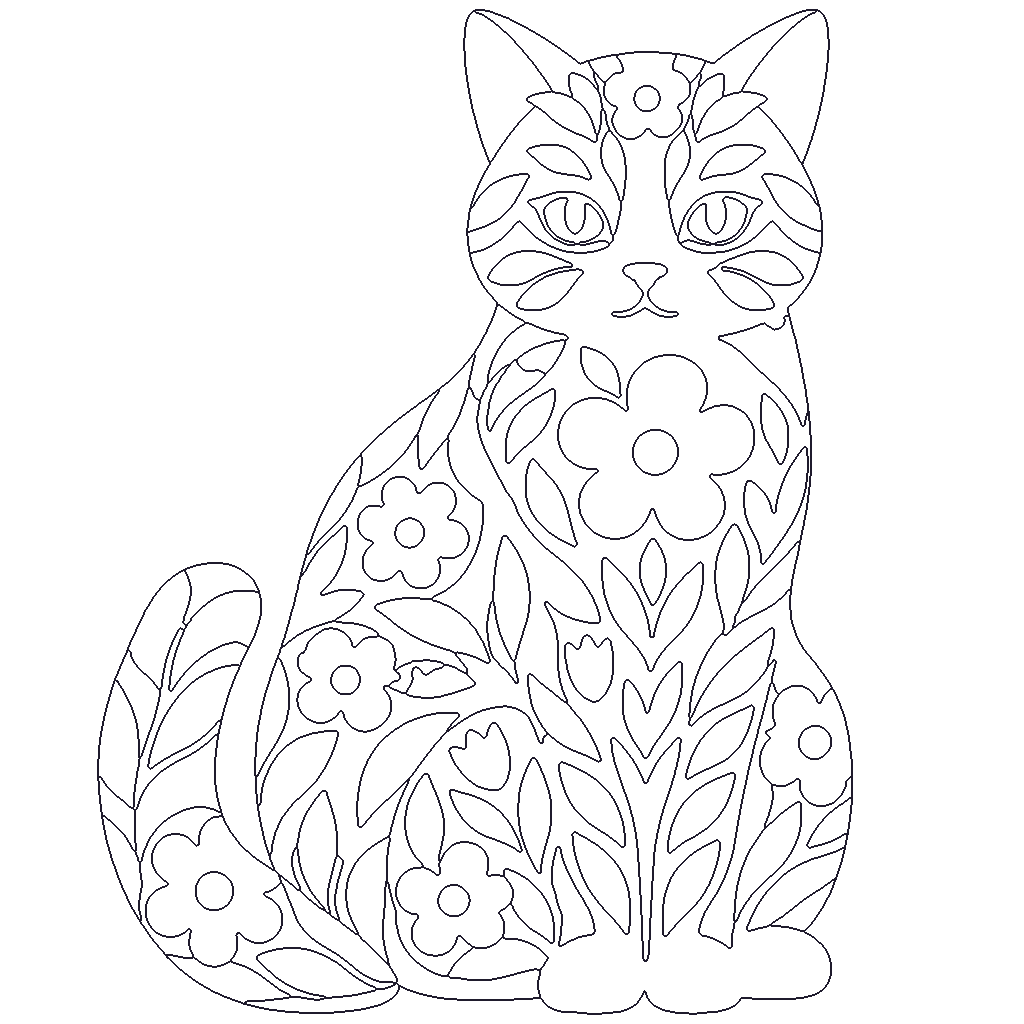 Floral Cat outline