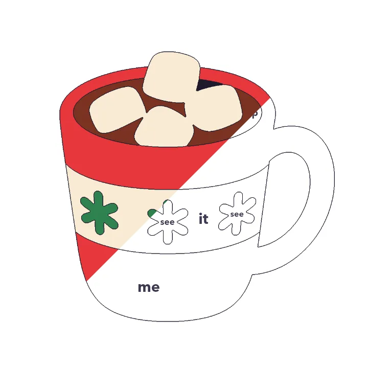 Hot Cocoa sight words color by number page, half colored to show the finished picture