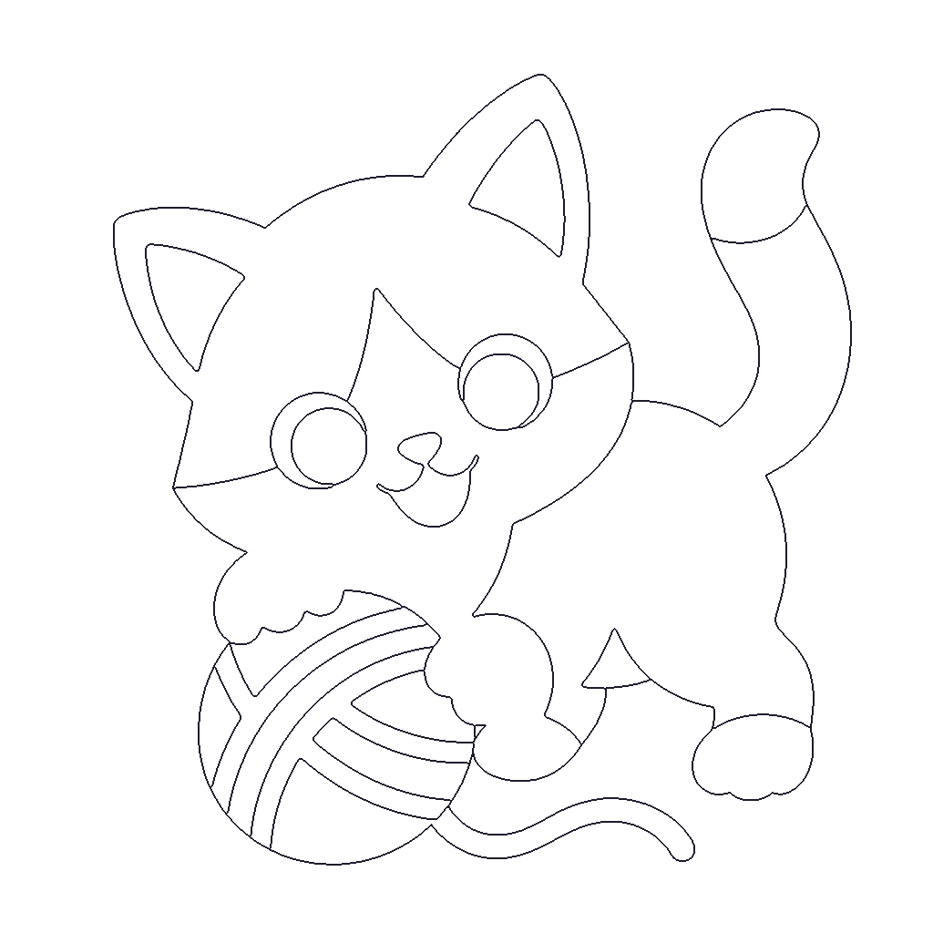 Kitten and Yarn outline