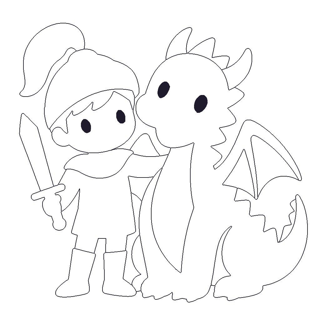 Knight and Dragon outline