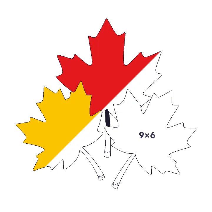 Maple Leaves multiplication color by number page, half colored to show the finished picture
