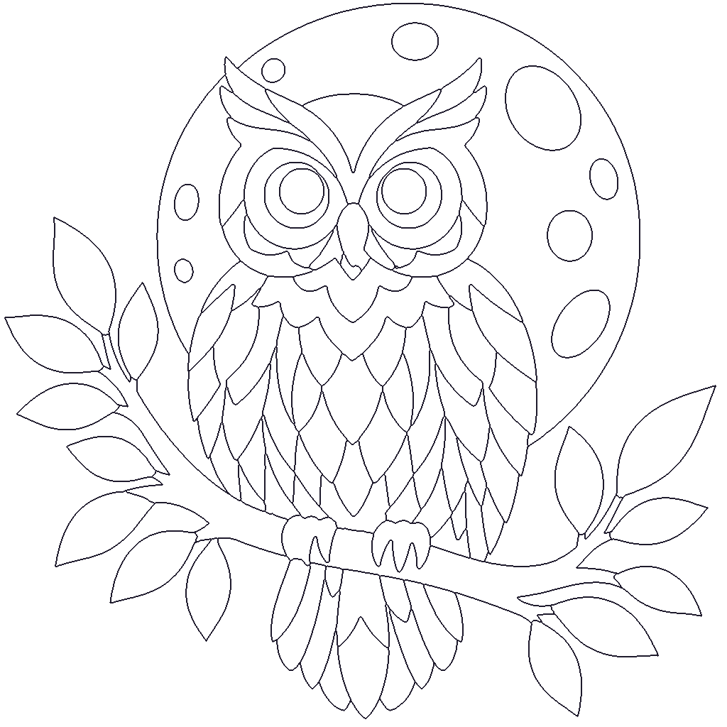 Owl and Moon outline