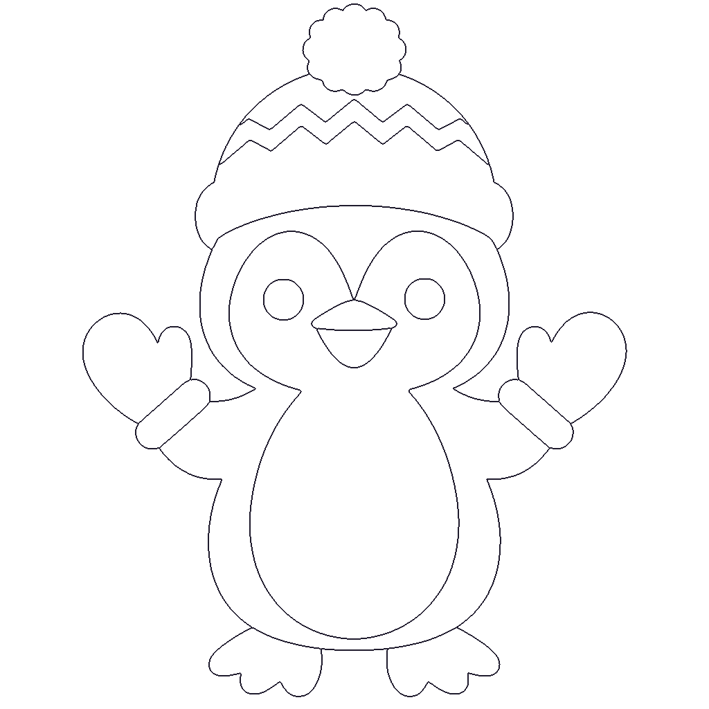 Penguin in a Bobble Hat outline