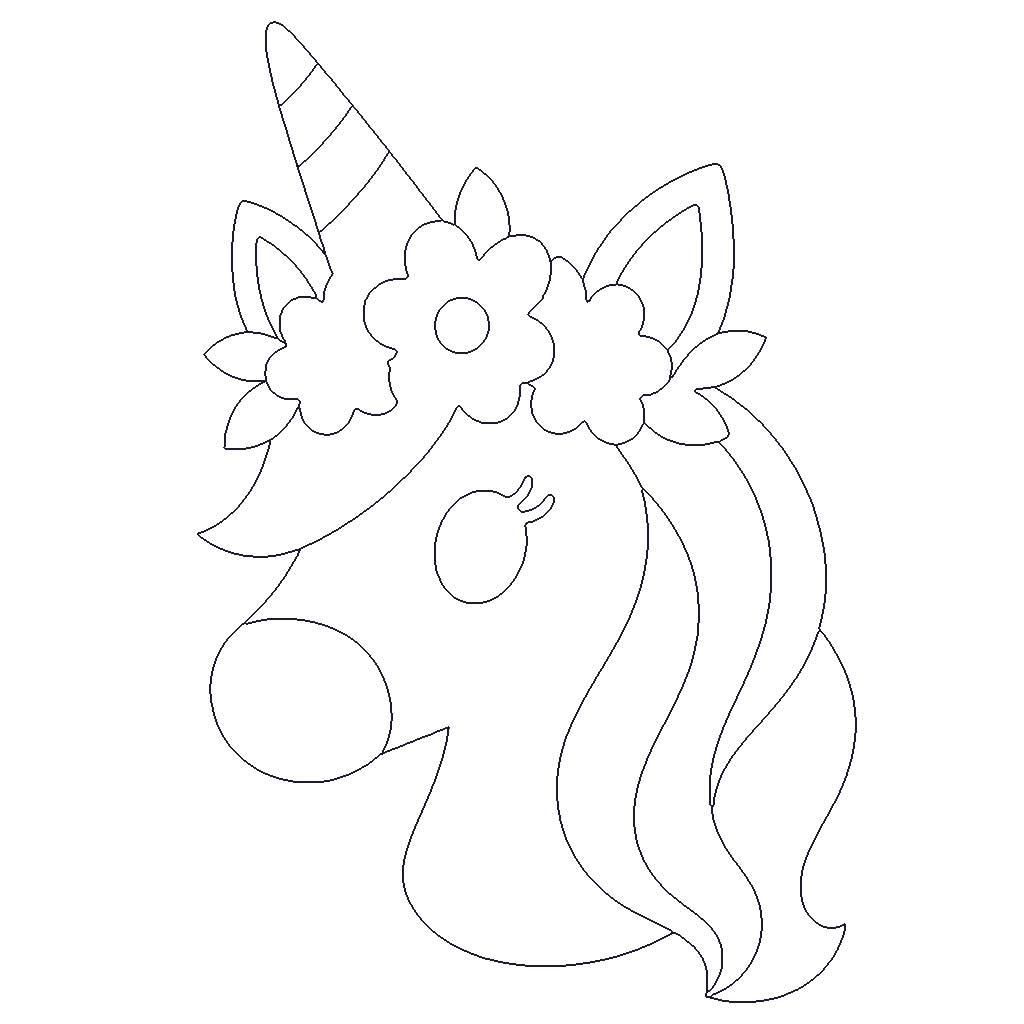 Unicorn with Flowers outline