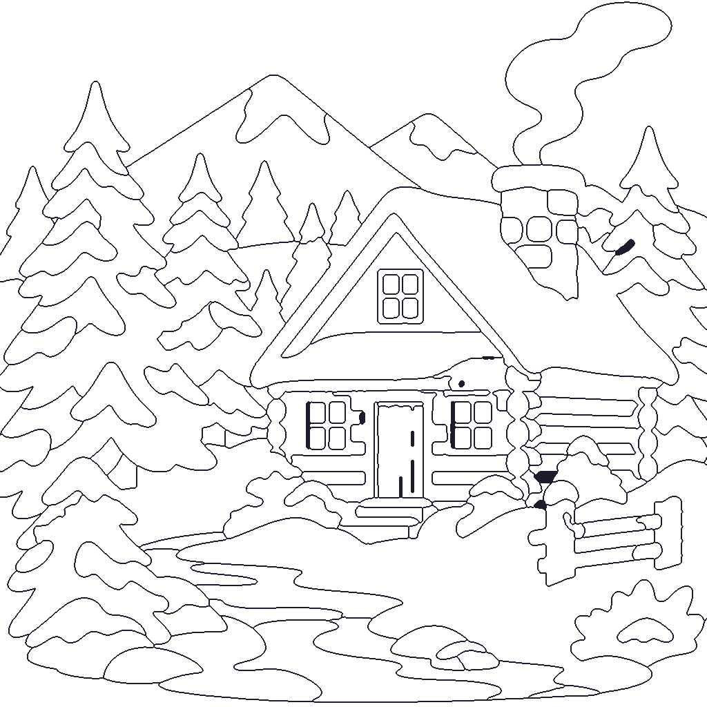 Winter Cabin outline